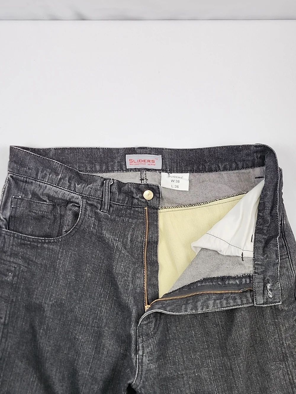 Sliders Men’s 38x36* Kevlar Lined Motorcycle Riding Jeans Black
